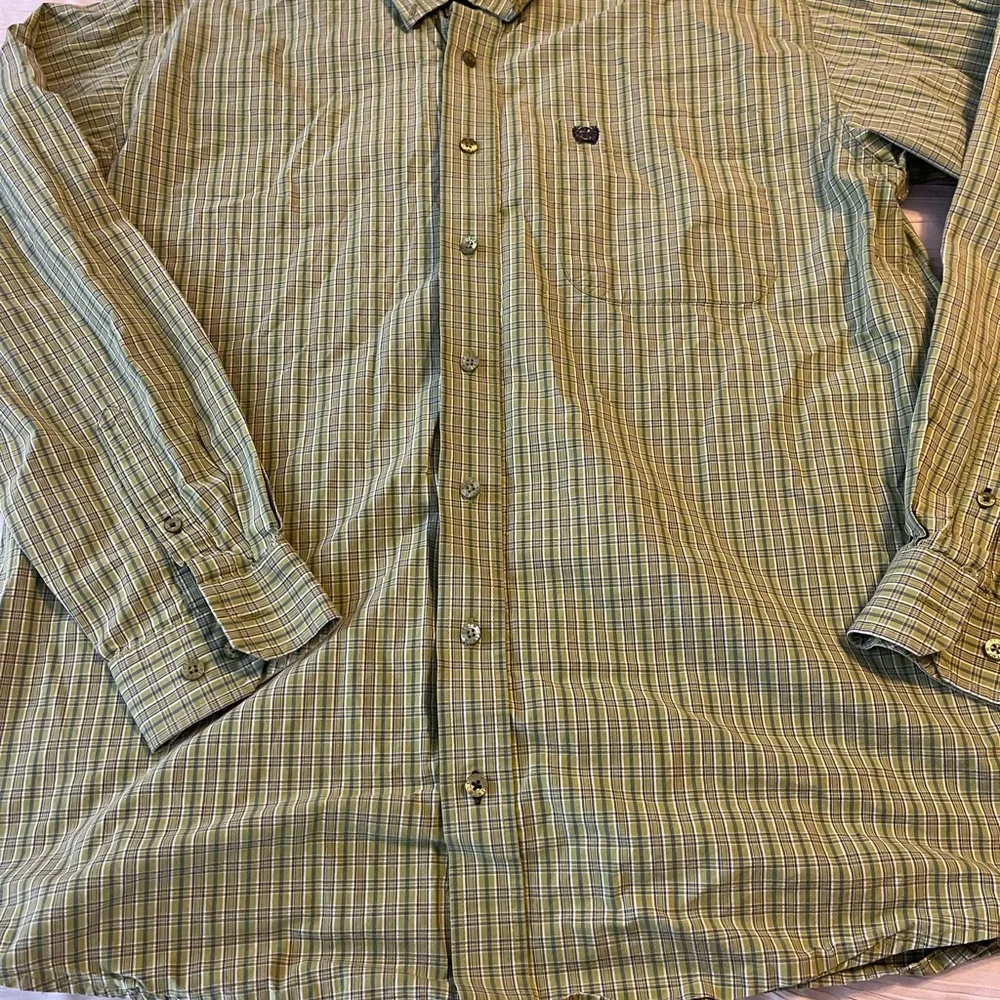 Cinch Men's Green Plaid Button-Down Shirt‎ Size Medium cowboy western